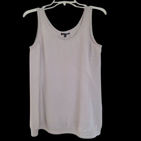Eileen Fisher Silk Crepe Tank Top Shell Blouse Cami Light Taupe S Neutral Putty - Picture 1 of 14
